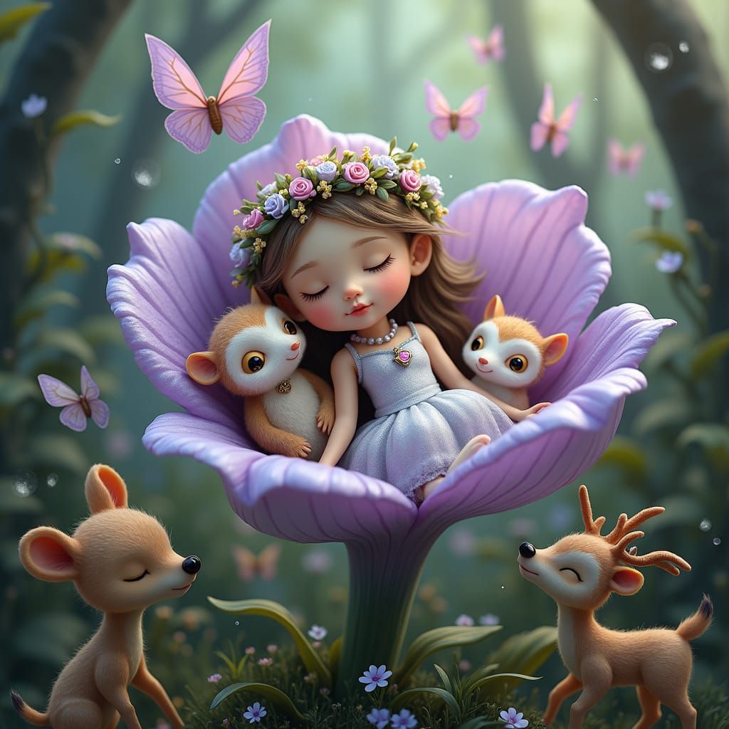 Sleeping Forest Fairy in Amy Brown Style
