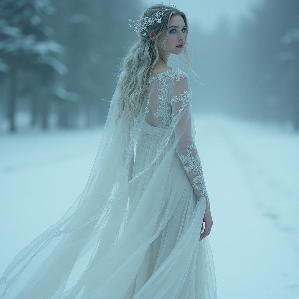 Icy Gaze: Woman in Art Nouveau Style