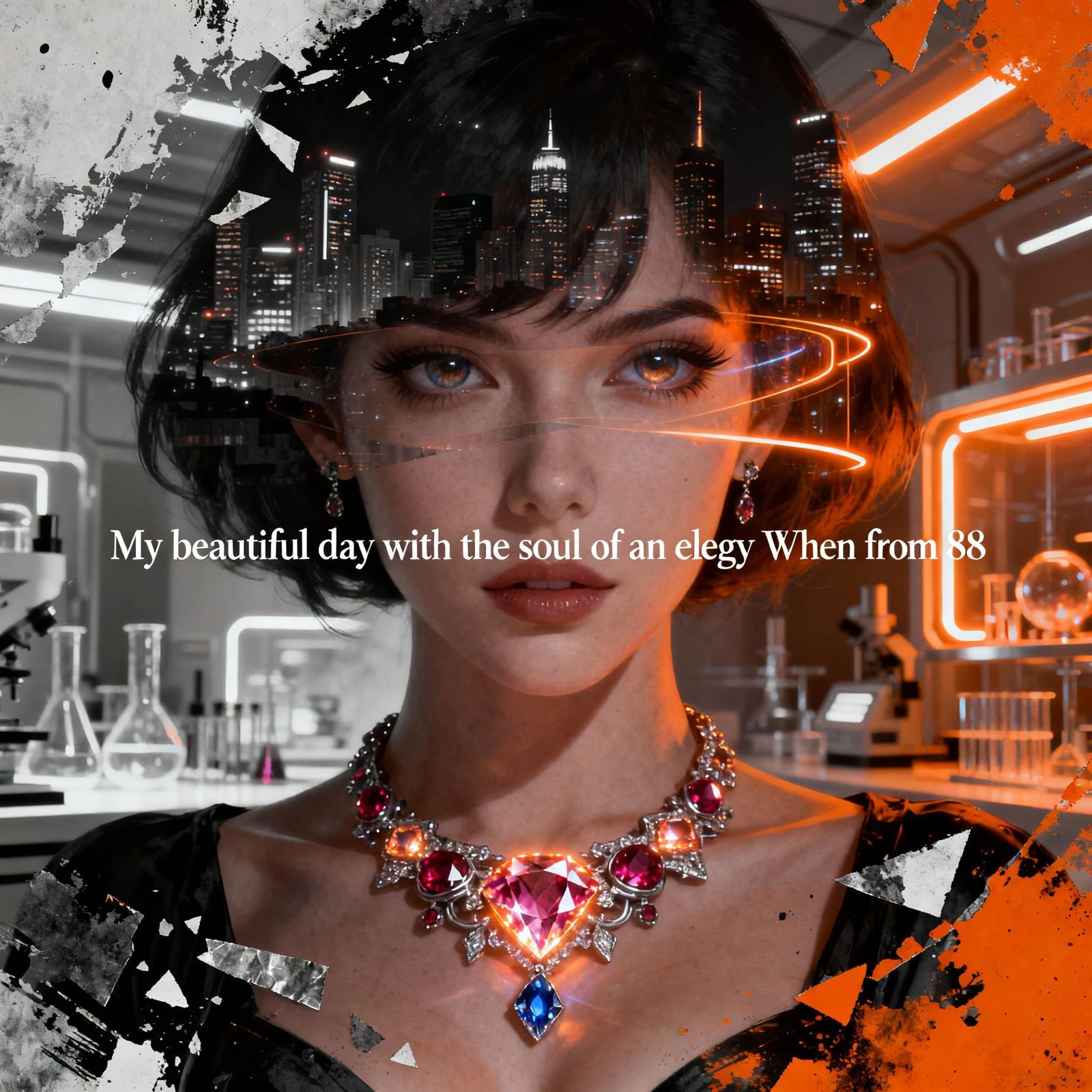 intricate double exposure Mysterious Woman Pin-up, multilaye...