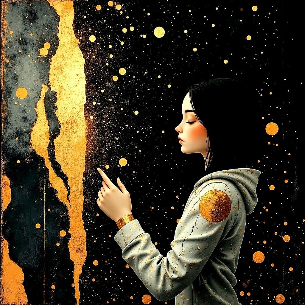 Astronaut Journey Through Space in a Meticulous Matte Painti...