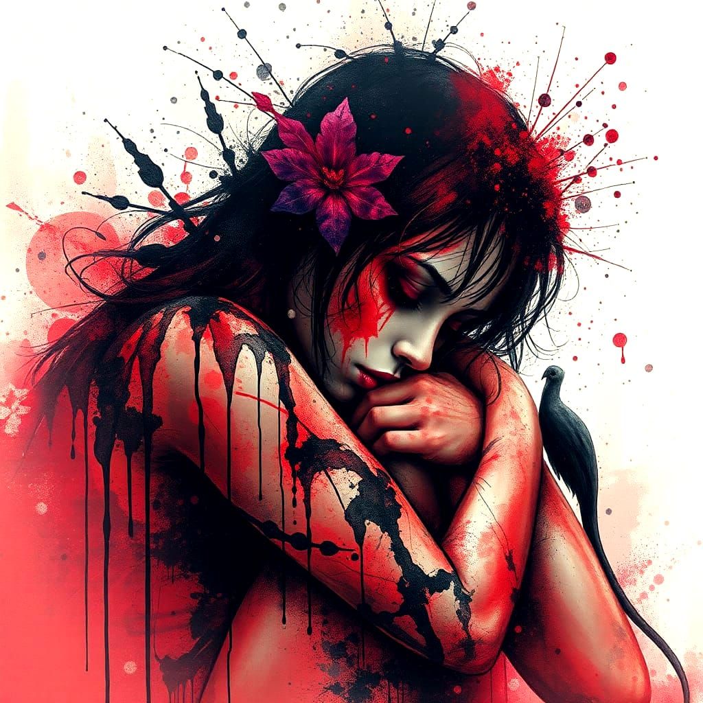 Ink Splatter Girl of Sorrow: Fantasy Sci-Fi