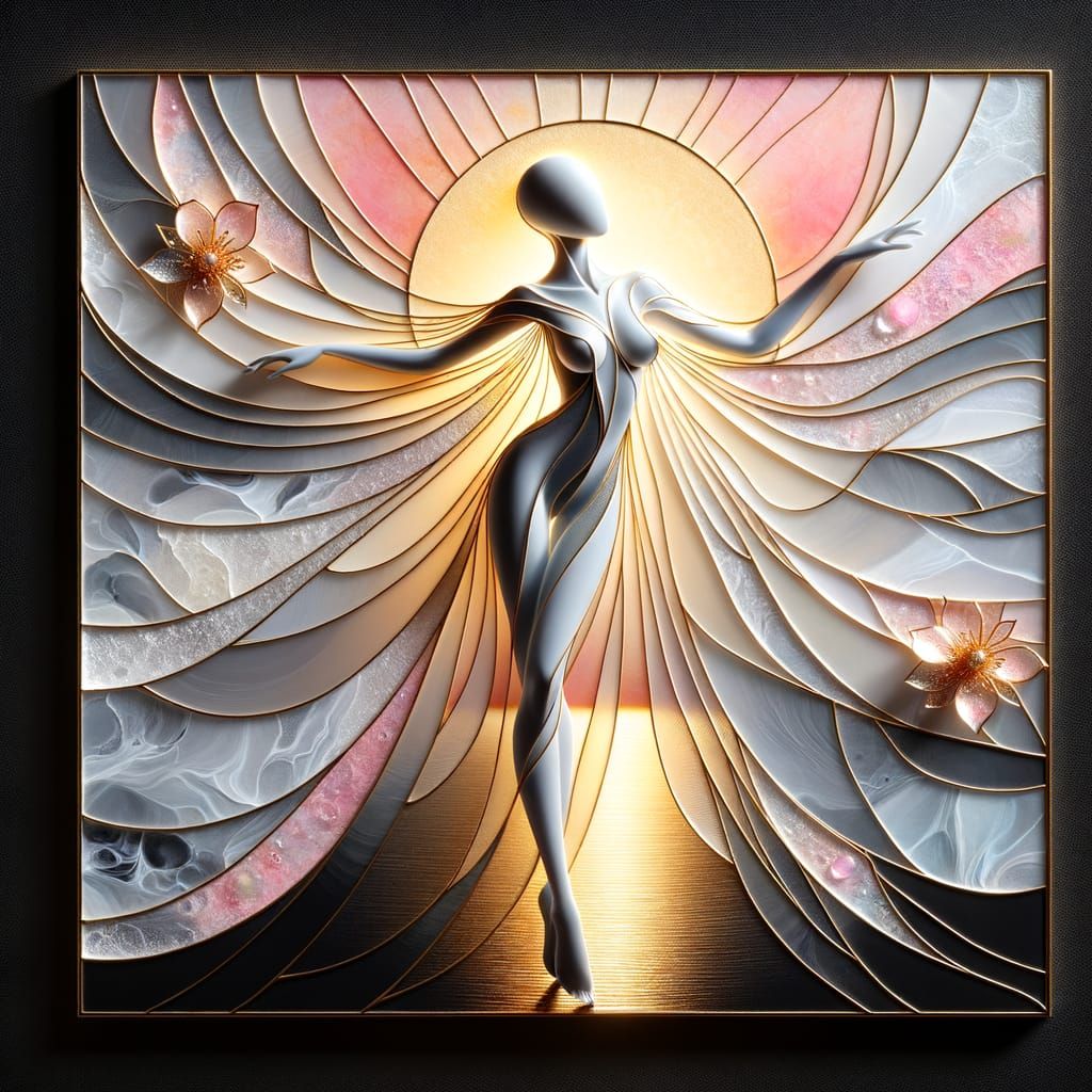 Abstract Marble Figure on Black Canvas