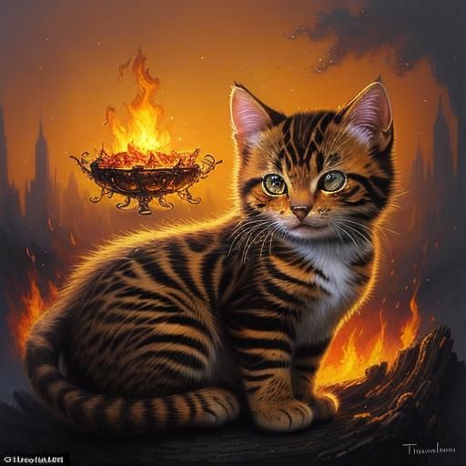 Emberkitten: A Feline of Flickering Flames