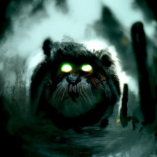 Sinister Pallas Cat Portrait in Dark Style