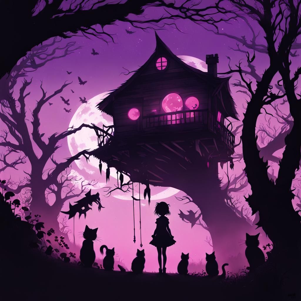 Apocalyptic Anime: Cheshire Cat Girl in Treehouse