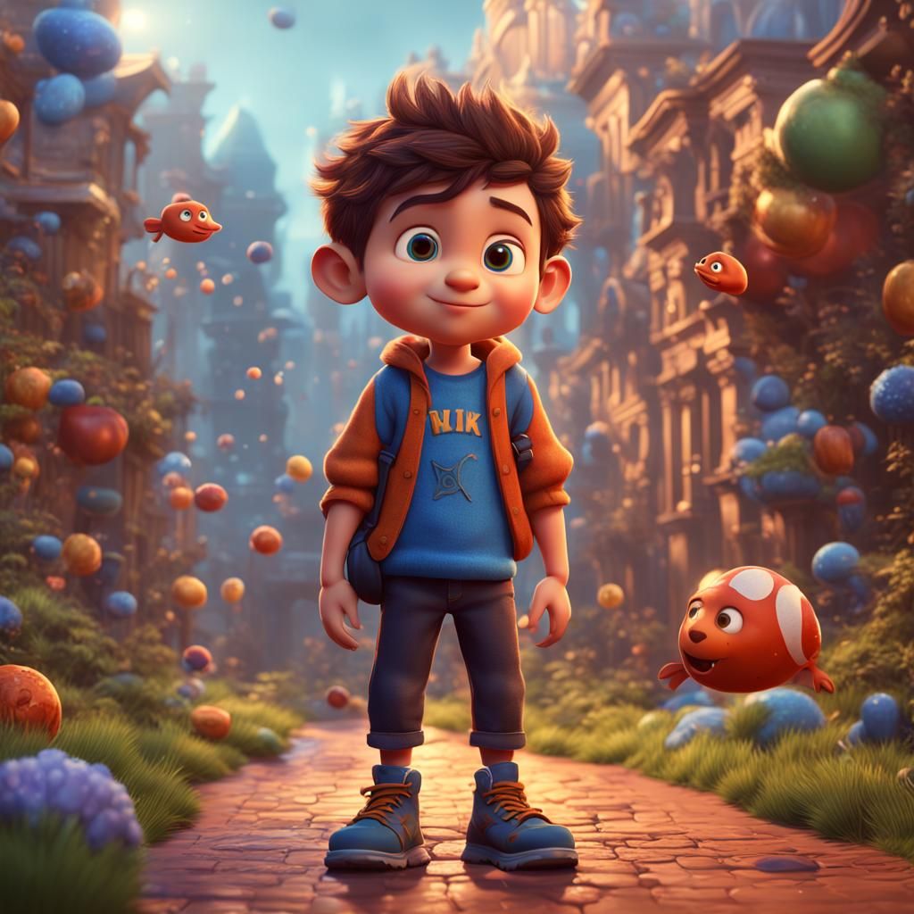 Pixar Style Boy: Detailed Matte Painting