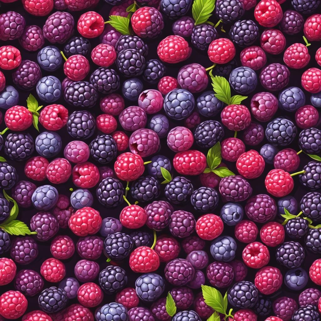 Hyperrealistic Fantasy Berries in Purple and Magenta