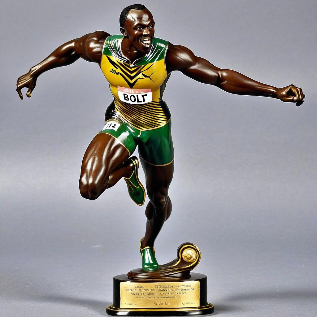 Usain Bolt Art Nouveau Cloisonné Statuette