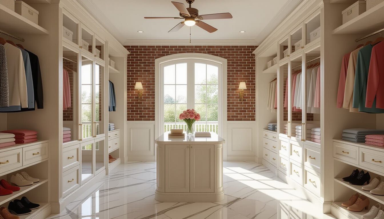 Luxury Walk-In Closet Room in Photorealistic Style