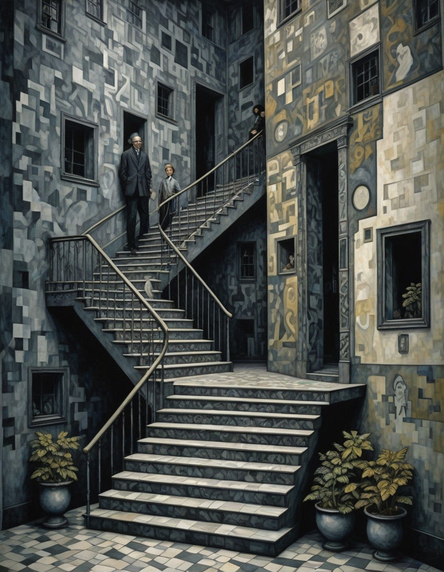 Bizarre Multilevel Staircase Scene