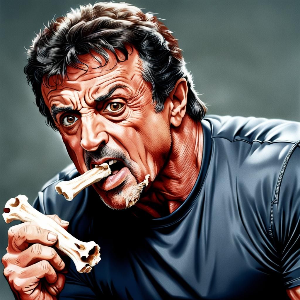 Sylvester Stallone Chewing on a Bone