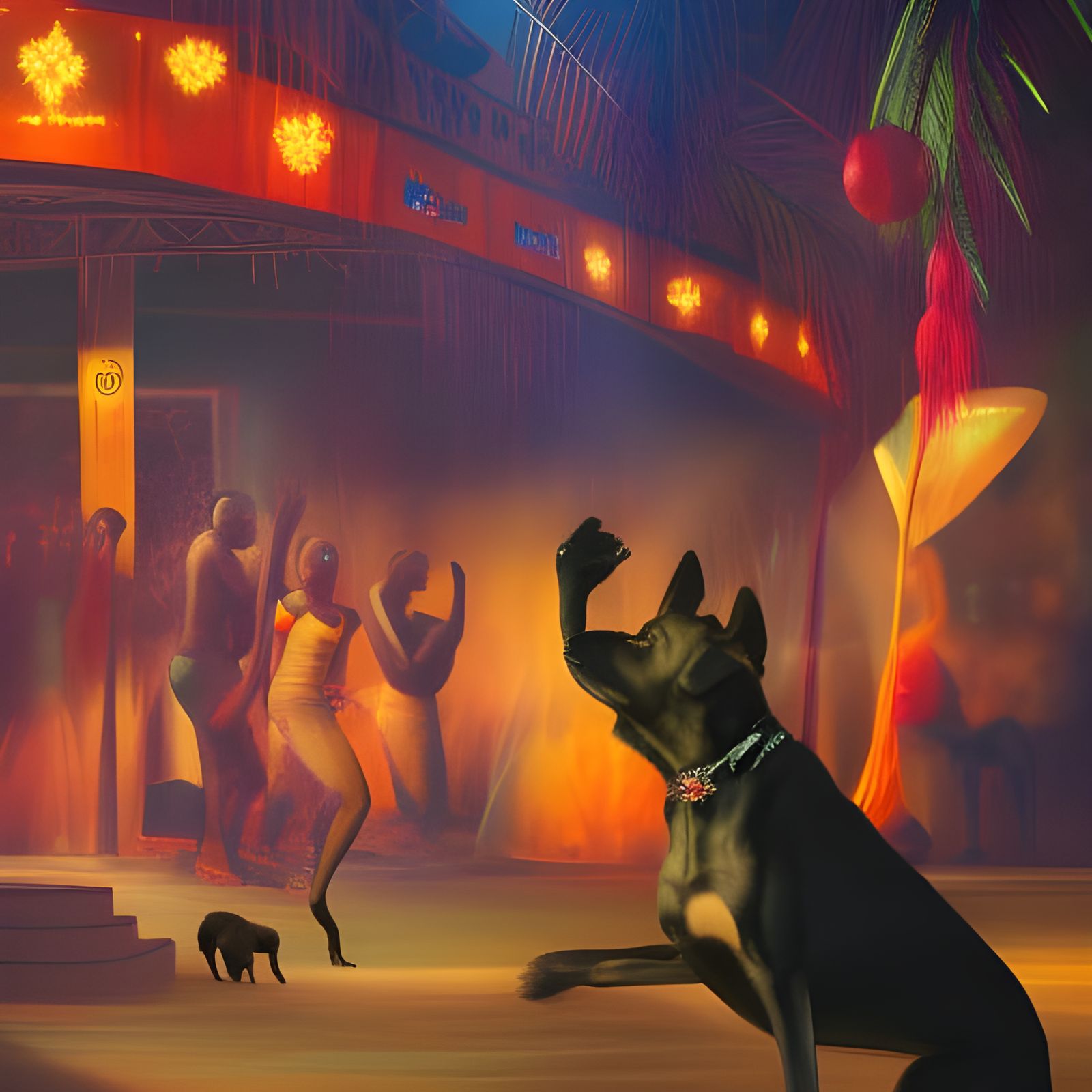 Dog Dancing in Club, Ghana Movie Poster Style