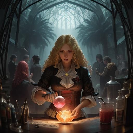 Alchemy Bartender in a Papercraft Style