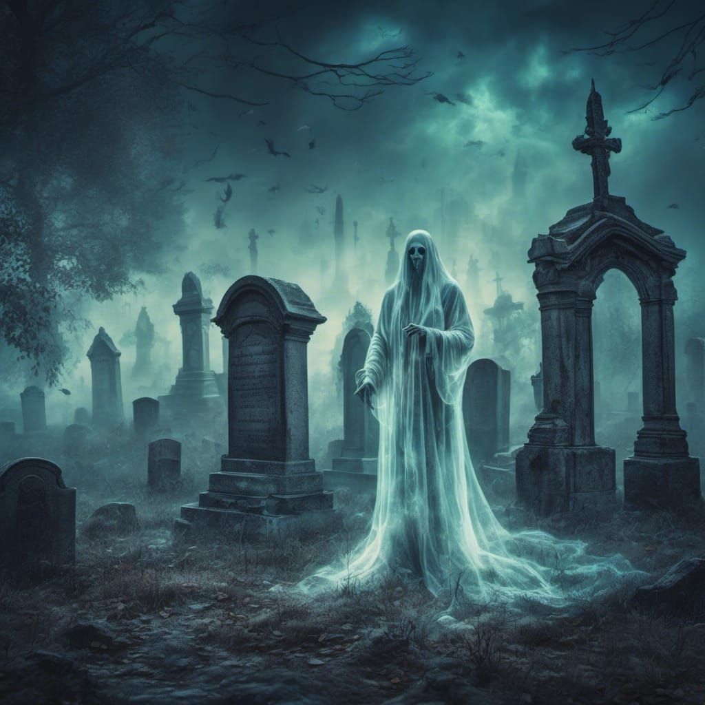 Ghostly Apparition Emerges in Graveyard Hologram
