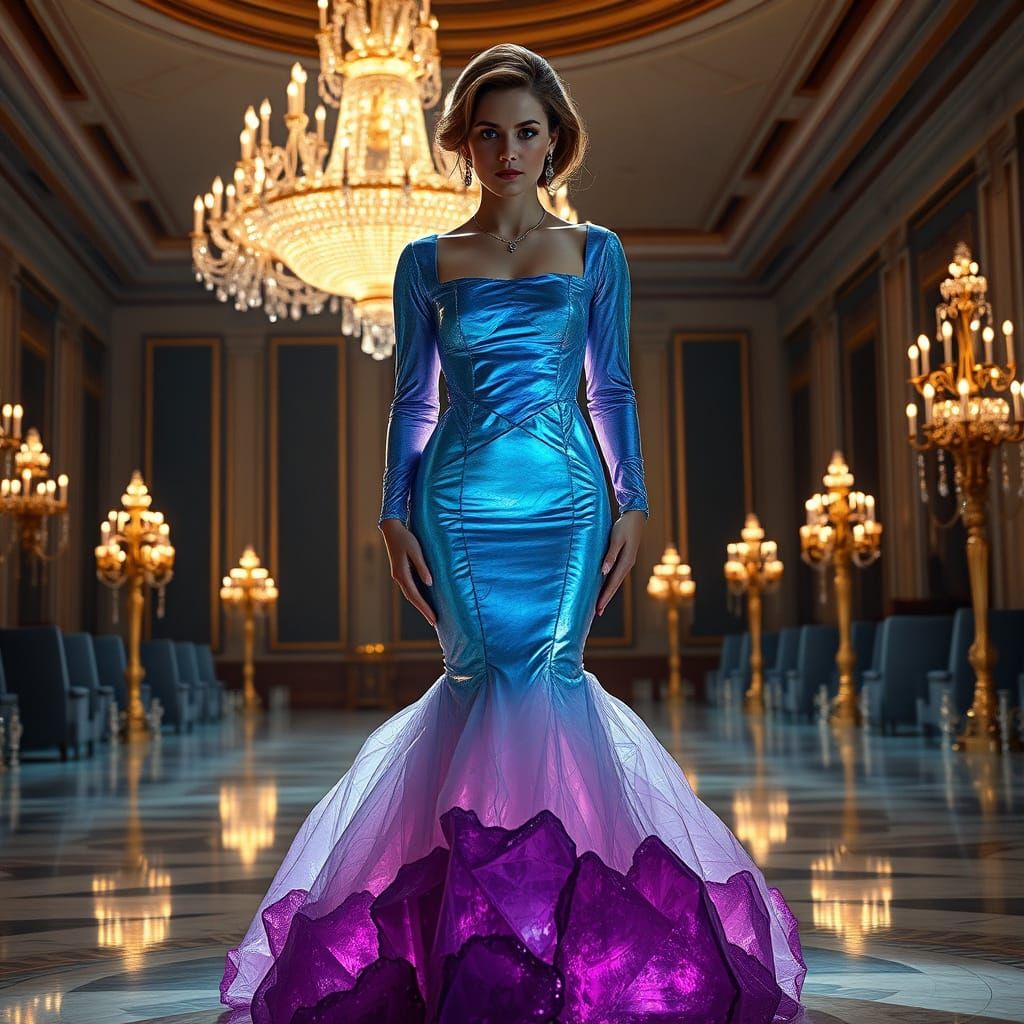 Ethereal Ballroom Goddess in Crystal Geode Mermaid Gown