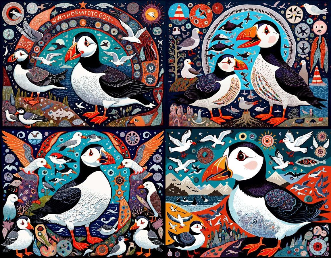 Vibrant Whimsical Scottish Folk Art in Intricately Detailed ...