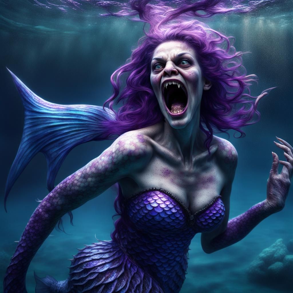 Grotesque Gothic Mermaid Monster in Pursuit