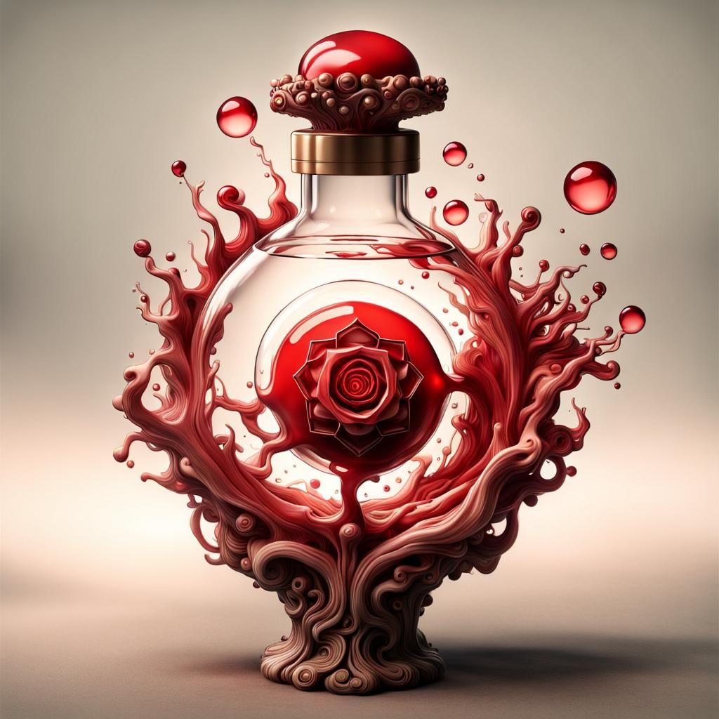 Root Chakra Vial in Hyperrealistic Digital Art Style