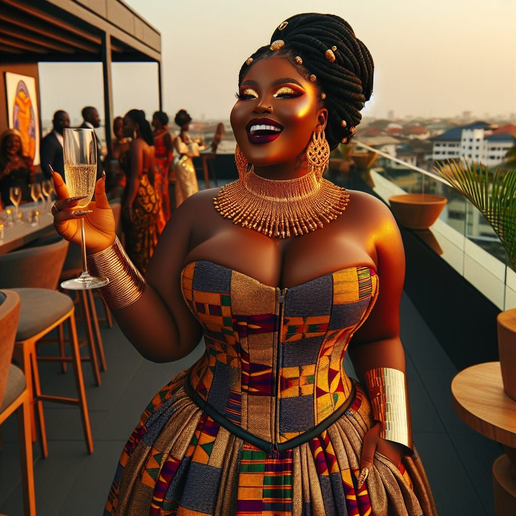 Radiant Woman at Lagos Cocktail Party in 8k