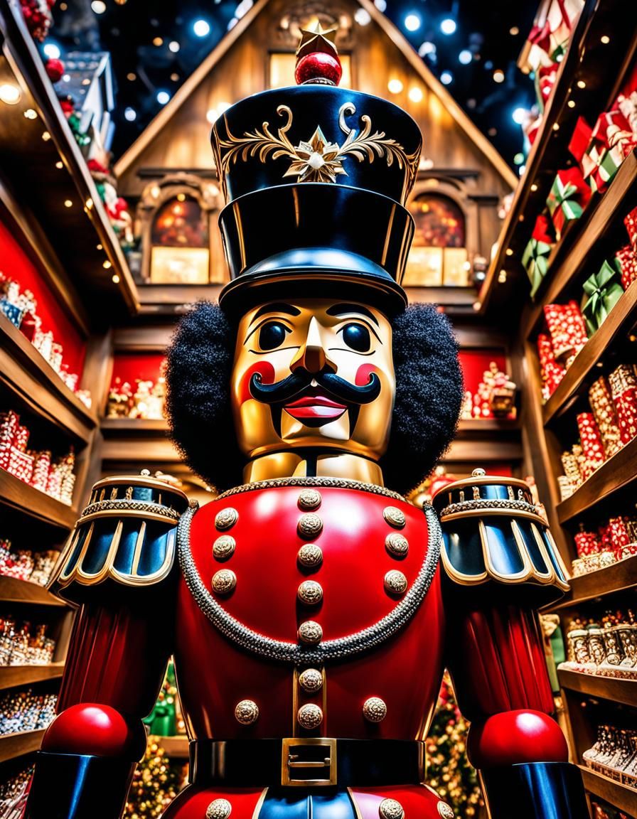 Afro-American Nutcracker in Christmas Store, Hyperrealistic ...