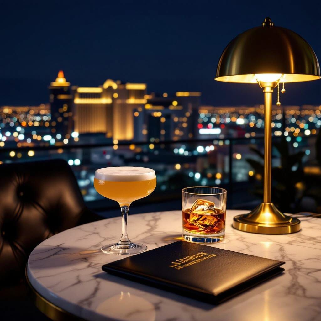 Elegant Las Vegas Rooftop Lounge at Night