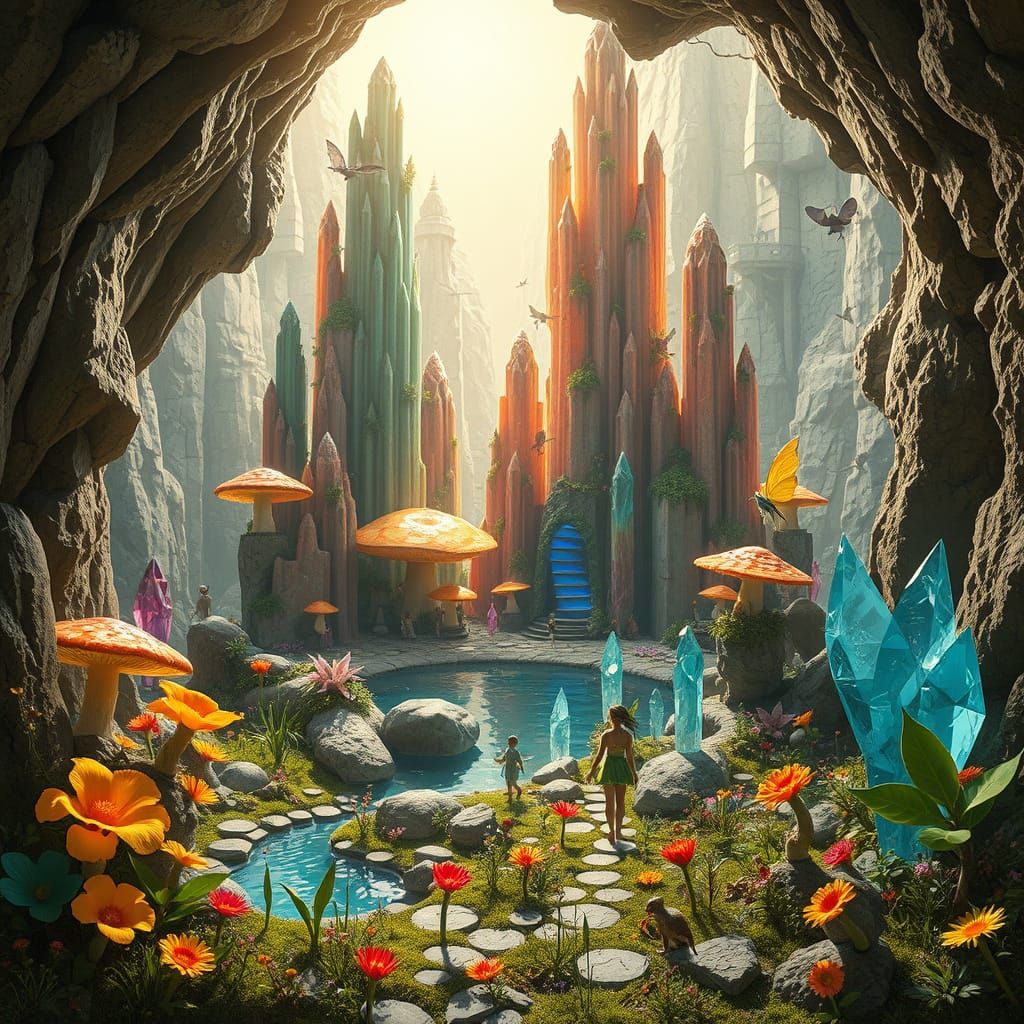 Fairy Sci-Fi Cityscape in Crystal Cave