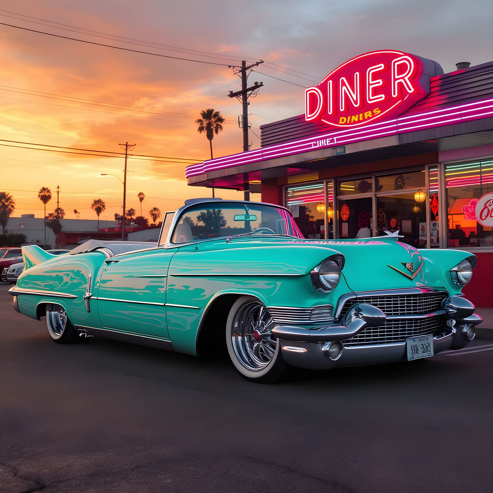 Custom 1950s Cadillac Eldorado at Retro Diner