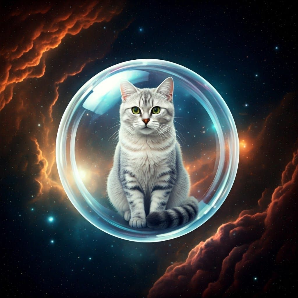 Cosmic Cat in Nebula Dreamscape