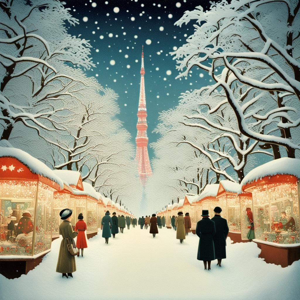 Vintage Christmas Card: Tokyo Wonderland