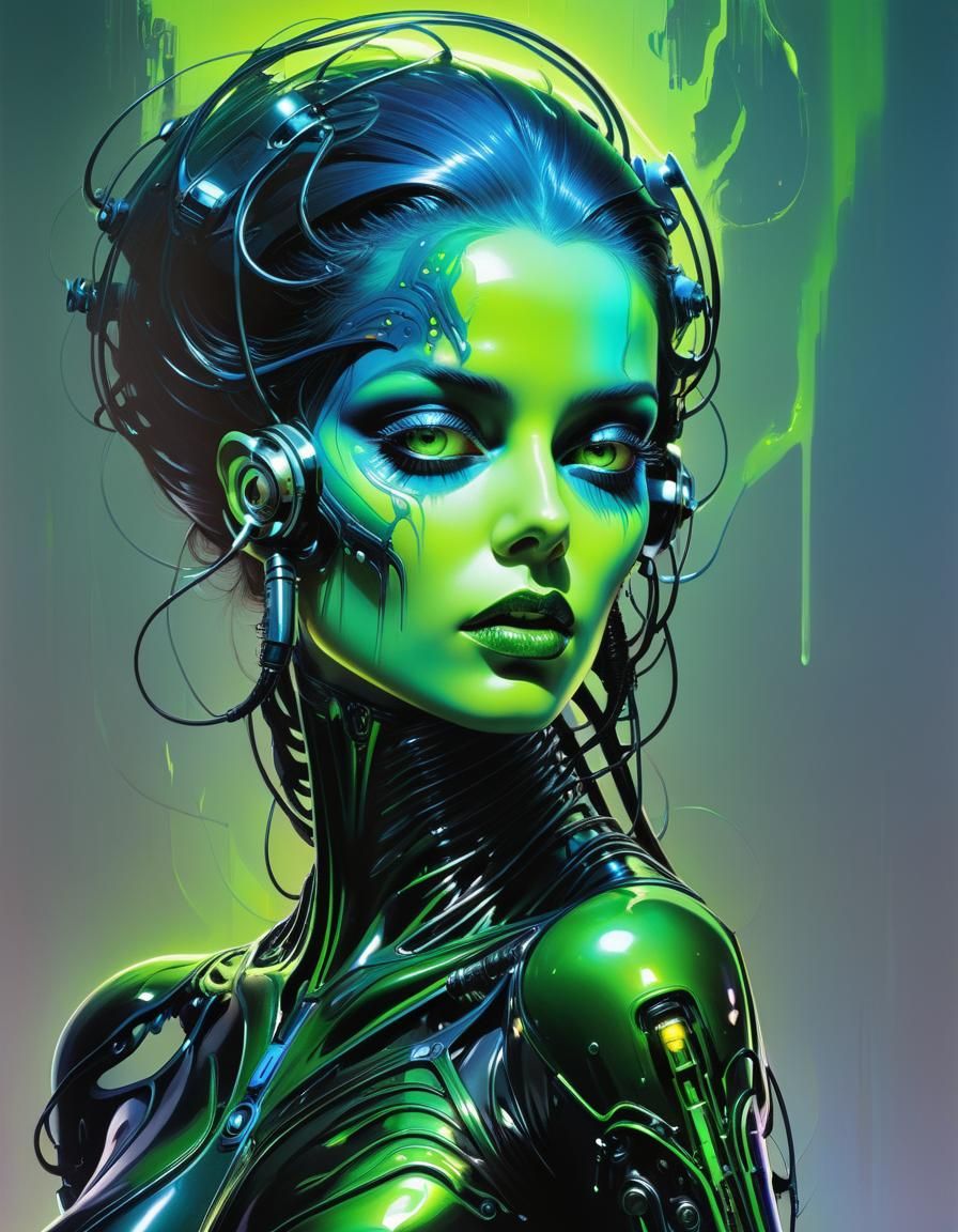 Hyperrealistic Sci-Fi Spacecore with Neon Iridescence