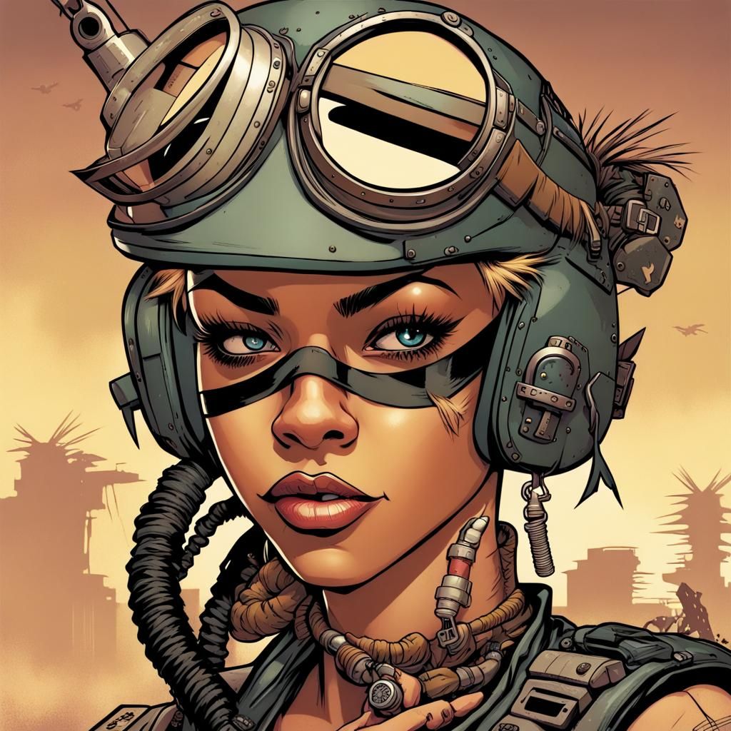 Rhianna as Tank Girl in Comic Book Art