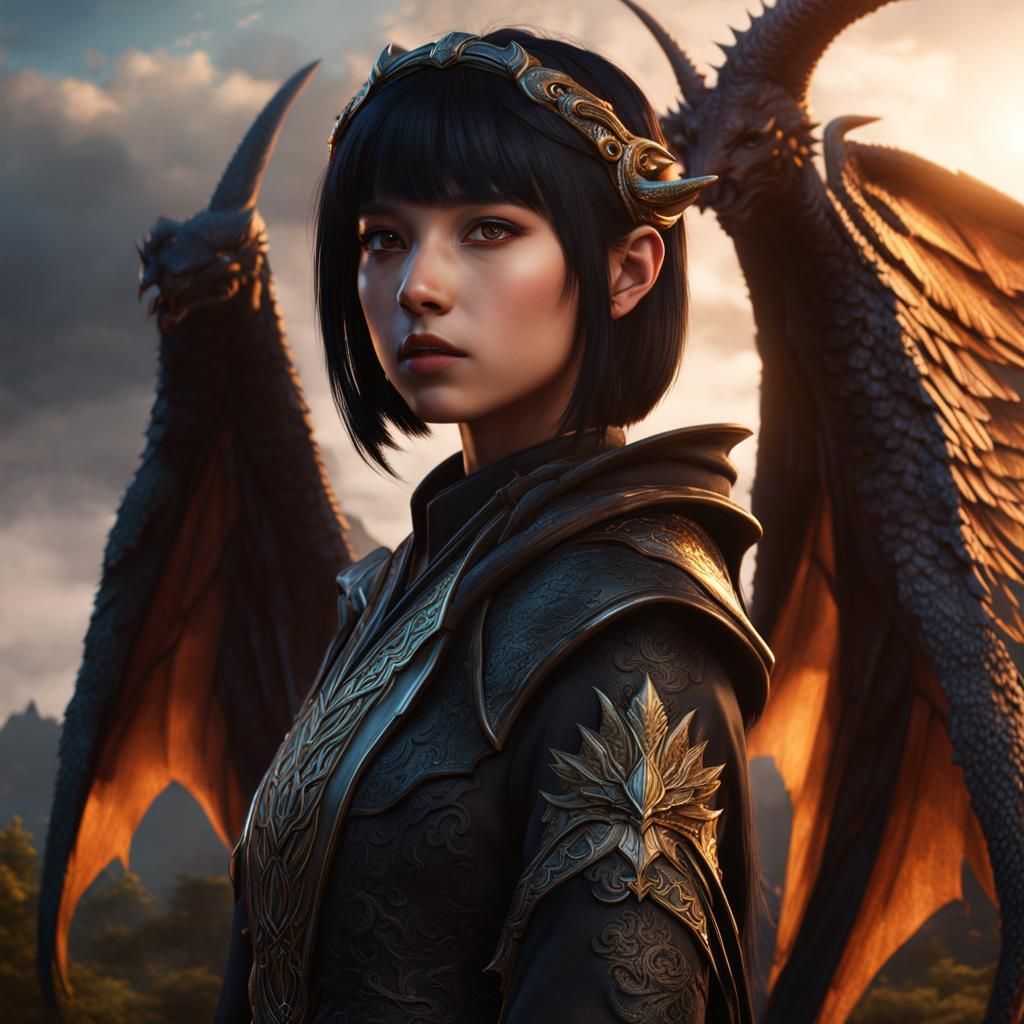 Girl with Dragon Wings: Fantasy Concept Art