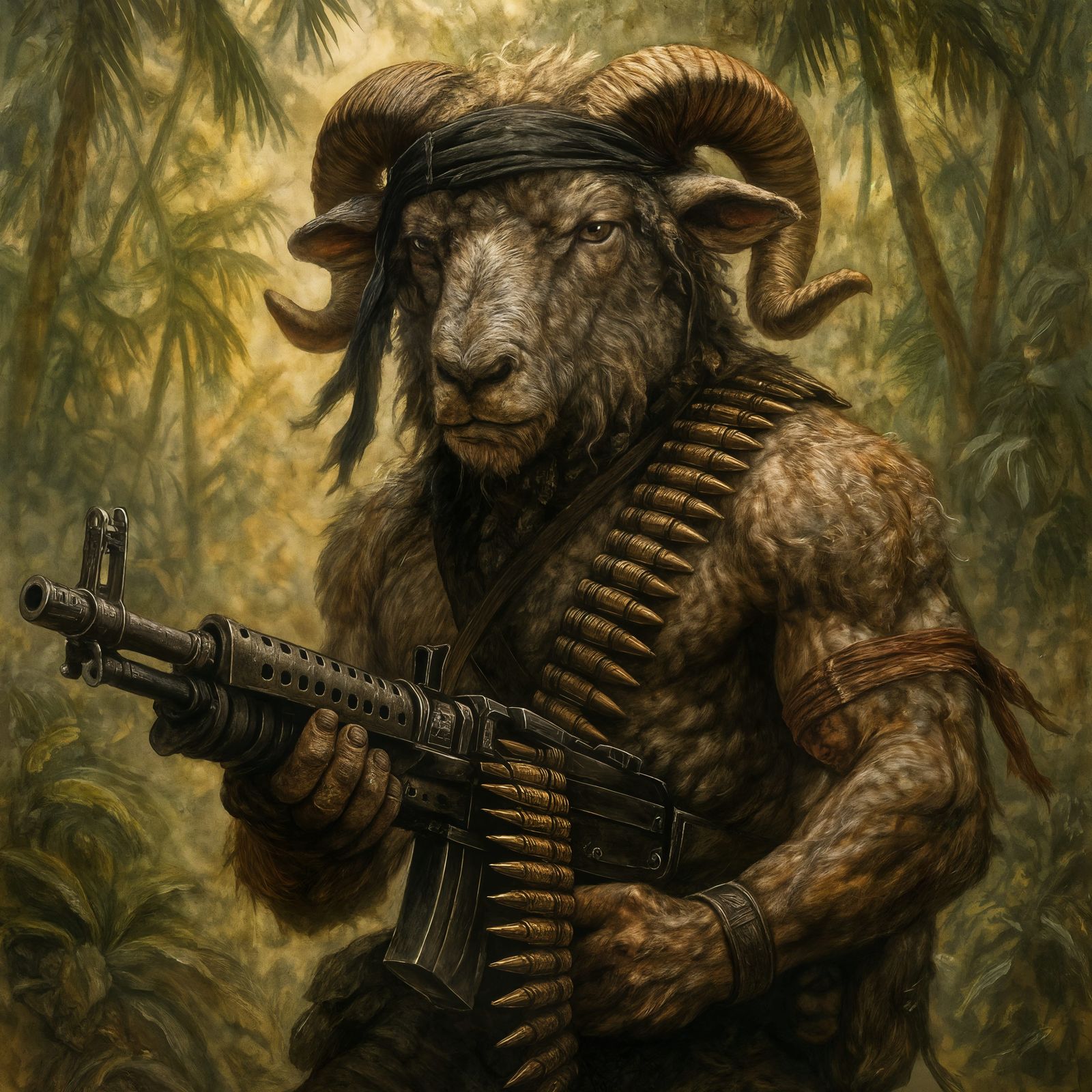 Rambo Sheep Soldier in Jungle Battle