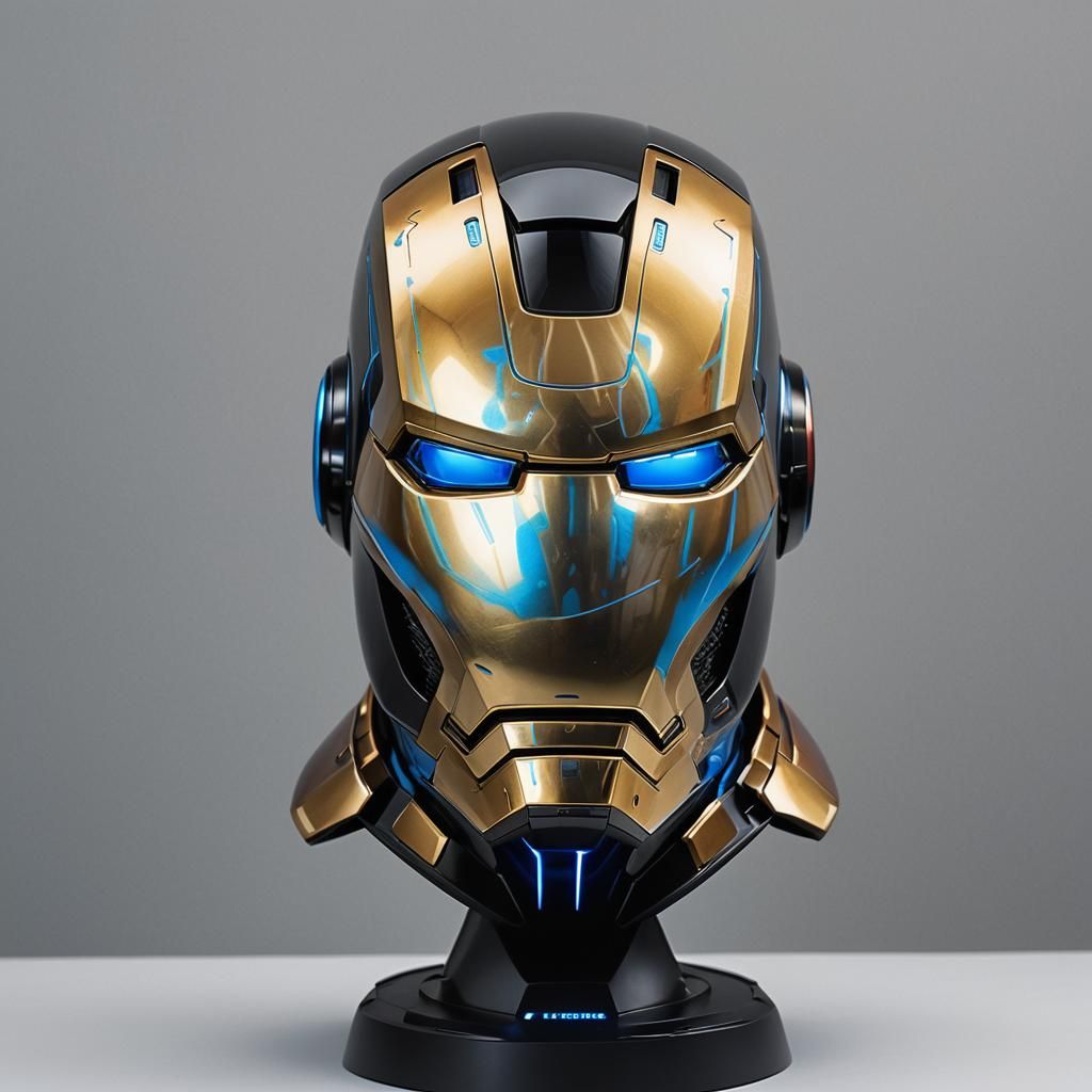 Detailed Iron Man Helmet with Blue Accents