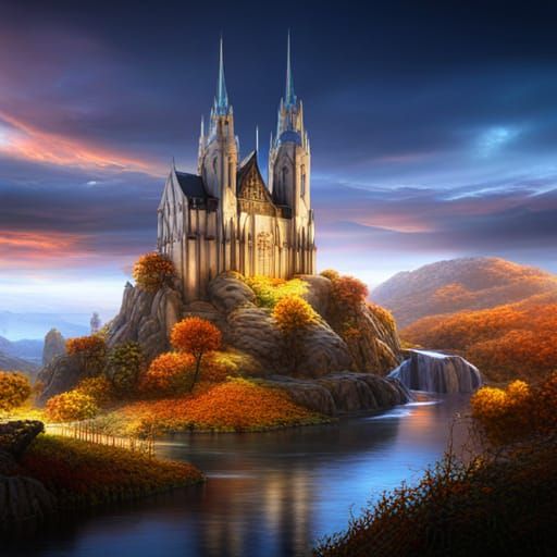 Autumn Cathedral: Fantasy Concept Art in 8K