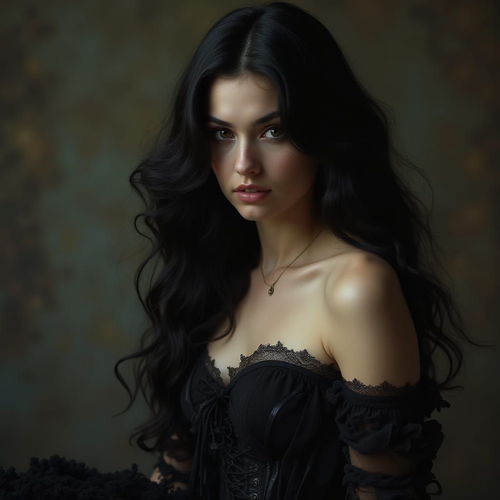 Model in Corset: Rembrandt Lighting, Romantic Style