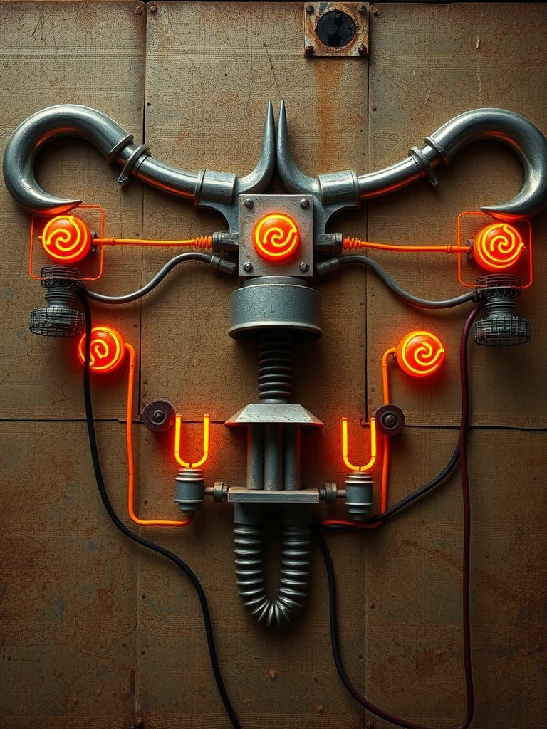 Neon Circuit Reproductive System in Surreal Style