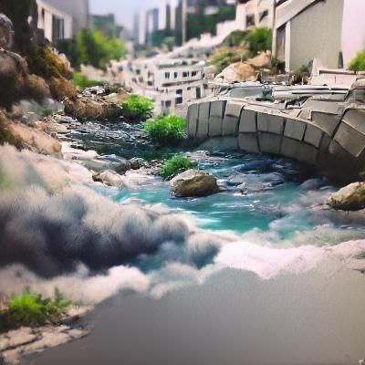 Serene Stream in Detailed Matte Painting