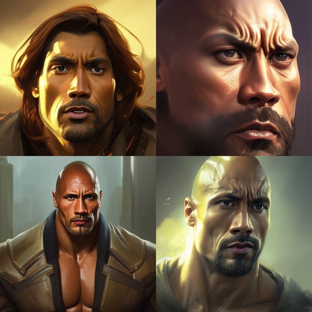 The Rock: Hyperdetailed Portrait by Greg Rutkowski
