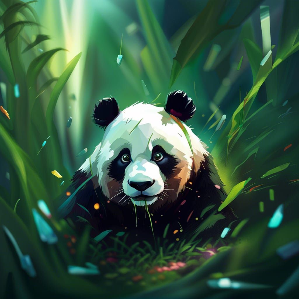 Hyperrealistic Panda in Splash Art Style