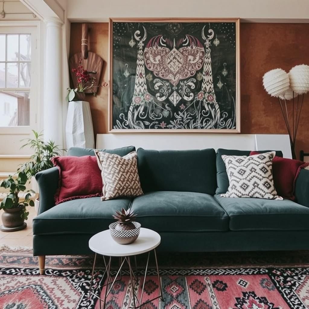 Bohemian Open Living Room with Upcycled Furniture