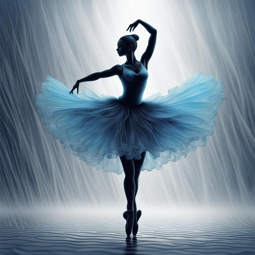 Ballerina in Blue Tutu: Abstract Vector Fractal Art