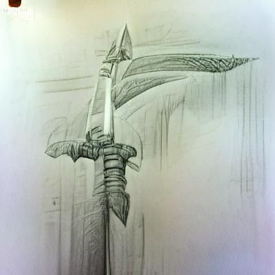 Detailed Pencil Sketch of a Sword