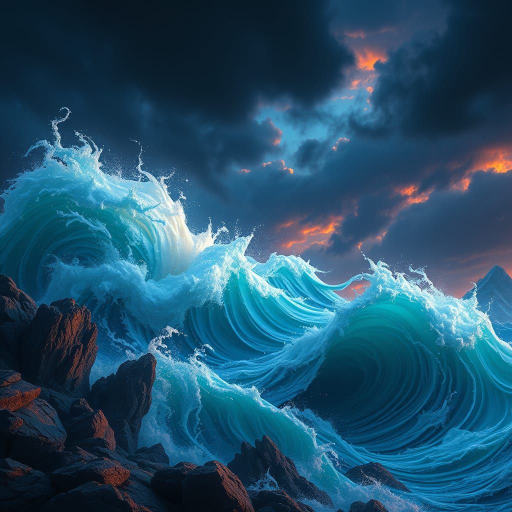 Fantastical Typhoon Dance Unfolds Over the Sea in Deep, Intr...