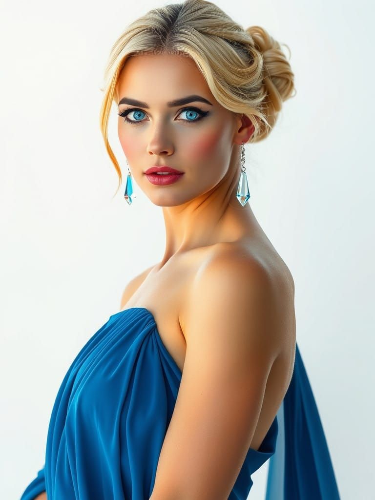 Elegant Blonde Goddess in Regal High-Fantasy Attire