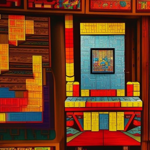 Tetris Arcade in 1986 Shanghai: Hyperrealistic Concept Art