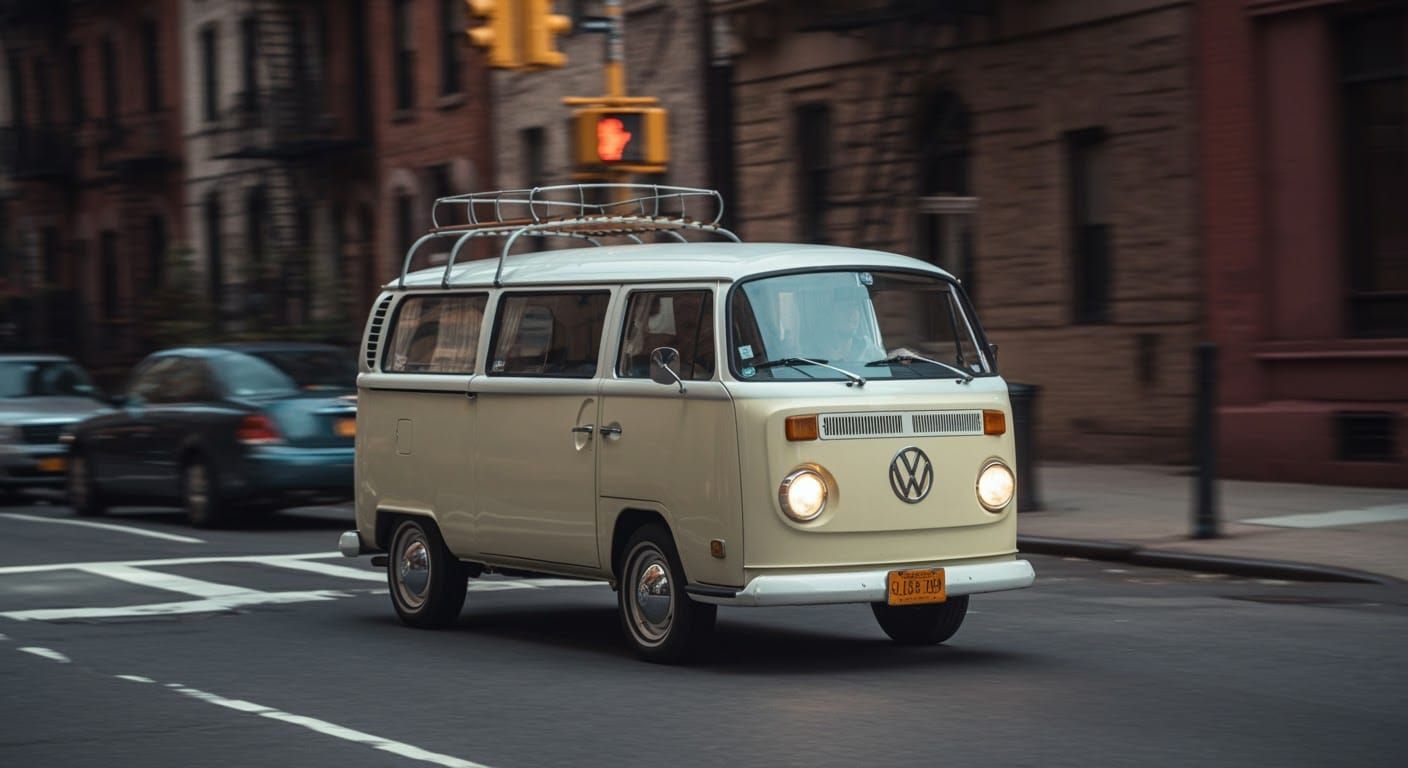 1976 VW Minibus Cruises NYC: 70s Cinematic Film