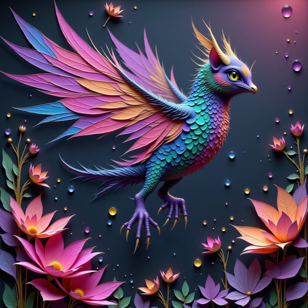 Feathery Orb with Impasto Texture in 3D