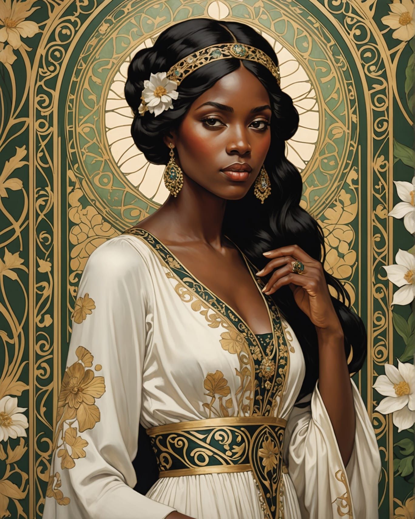 Art Nouveau Portrait of a Graceful Woman