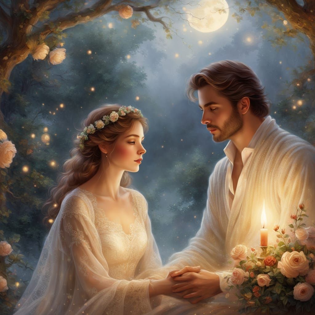 Romantic Couple in Ethereal Fantasy Setting